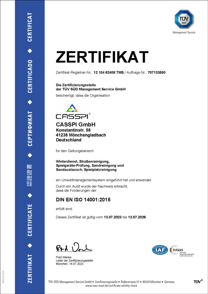 Casspi iso 14001 zertifikat